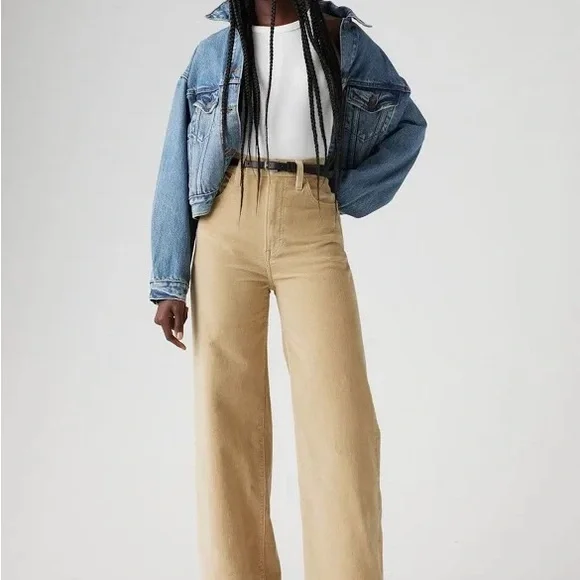 Stylish Tan Wide-Leg Pants size 26 - Picture 3 of 11